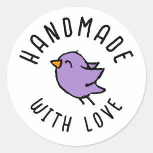 Sticker Rond Dessin de oiseau gribouillé mignon fait main