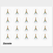 Sticker Rond Dessin de Paris en bulle (Feuille)