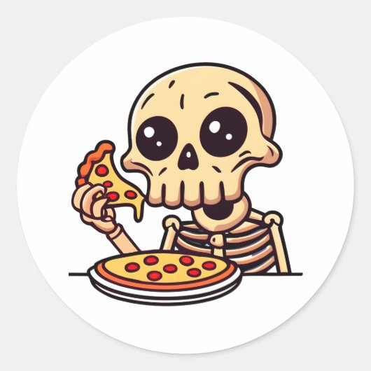 Sticker Rond Dessin de pizza à la squelette (Devant)