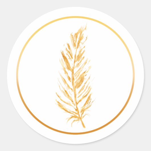Sticker Rond Dessin de plume de couleur jaune (Devant)
