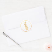 Sticker Rond Dessin de plume de couleur jaune (Enveloppe)