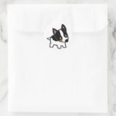Sticker Rond dessin de rat terrier blanc et noir et tan (Sac)