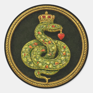 Sticker Rond Dessin de serpent élisabéthain Tudor Bijou ruby