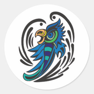 Sticker Rond Dessin de tatouage d'oiseau décoratif
