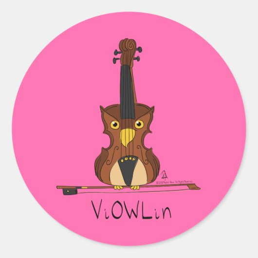 Sticker Rond Dessin de violon amusant musicien (Devant)
