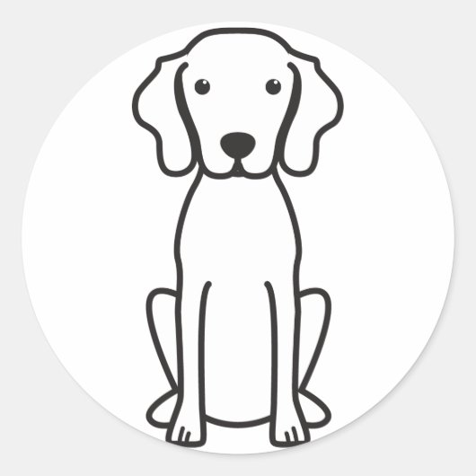 Sticker Rond Dessin de Vizsla Chien (Devant)
