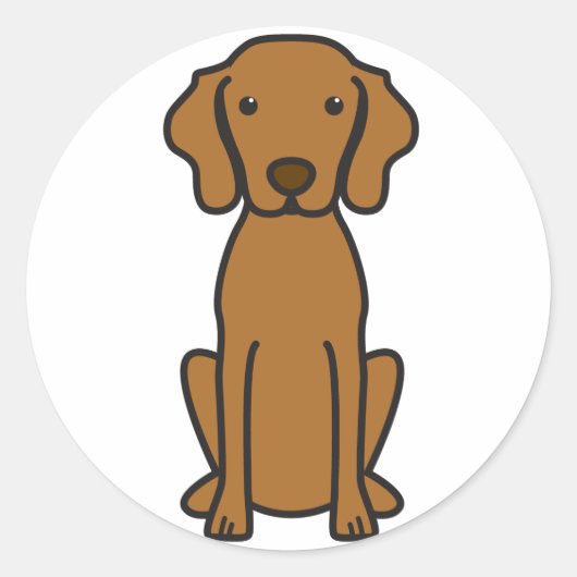 Sticker Rond Dessin de Vizsla Chien (Devant)