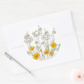 Sticker Rond Dessin d'encre de Fleur sauvage de crapaud de Cali (Enveloppe)