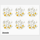 Sticker Rond Dessin d'encre de Fleur sauvage de crapaud de Cali (Feuille)