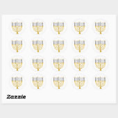 Sticker Rond Dessin des bougies bleues de Menorah Hanoukka (Feuille)