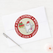 Sticker Rond Dessin-dessin de l'éléphant blanc Santa Hat (Enveloppe)