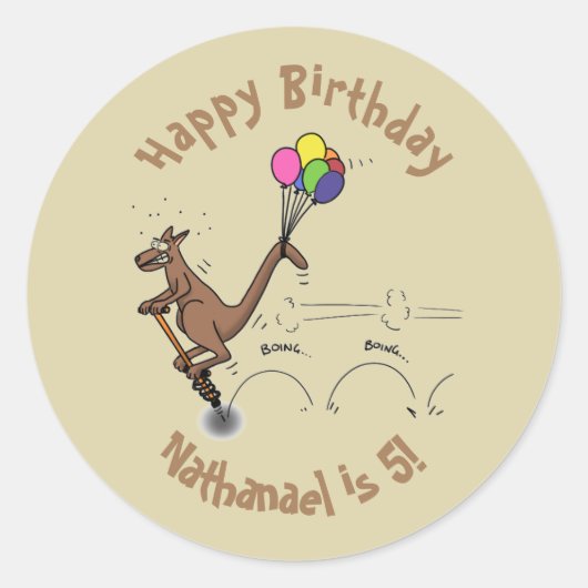 Sticker Rond Dessin d'humour australien kangourou (Devant)