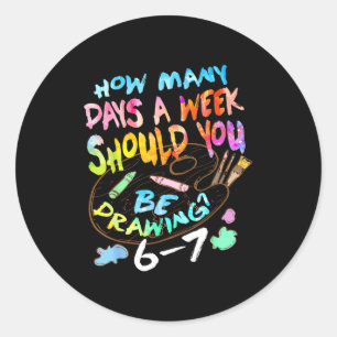 Sticker Rond Dessin drôle esquisse artiste amateur d'art garçon