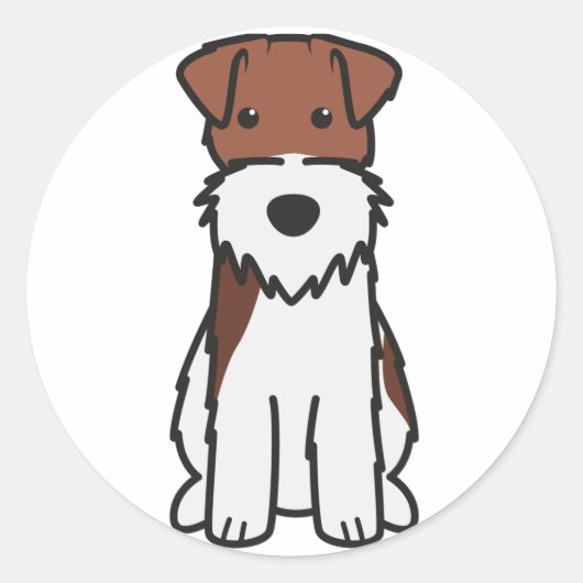 Sticker Rond Dessin du chien de Terrier Fox Wire (Devant)