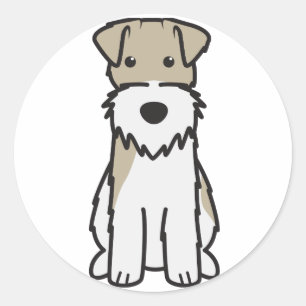 Sticker Rond Dessin du chien de Terrier Fox Wire