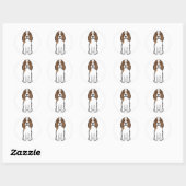 Sticker Rond Dessin du chien espagnol Springer anglais (Feuille)