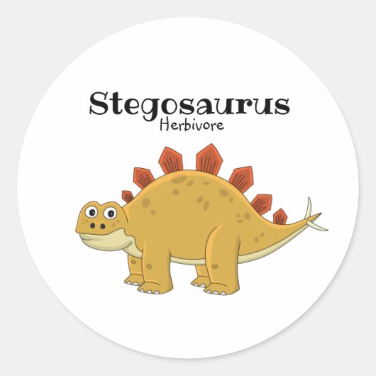 Sticker Rond Dessin du Cute Stegosaurus dinosaur dessin (Devant)