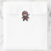 Sticker Rond Dessin du guerrier Chibi Ninja - Fierce Martial Ar (Sac)