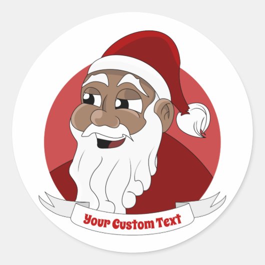 Sticker Rond Dessin du Père Noël noir souriant (Devant)