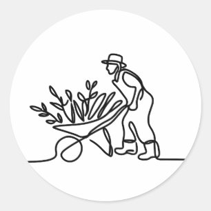Sticker Rond dessin d'un agriculteur ou d'un jardinier
