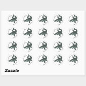 Sticker Rond Dessin d'un grand requin blanc effrayant (Feuille)