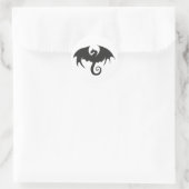 Sticker Rond Dessin d'une silhouette de dragon noir (Sac)