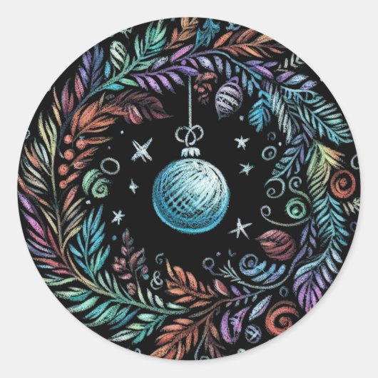 Sticker Rond Dessin dur Pastel fil de Noël (Devant)