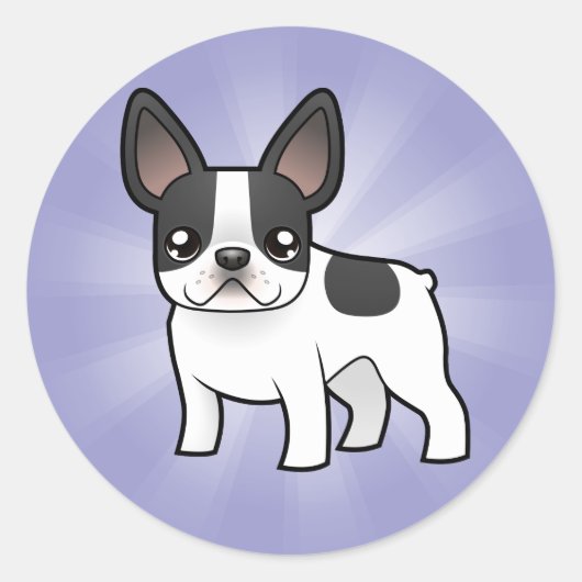 Sticker Rond Dessin Français Bulldog (Devant)