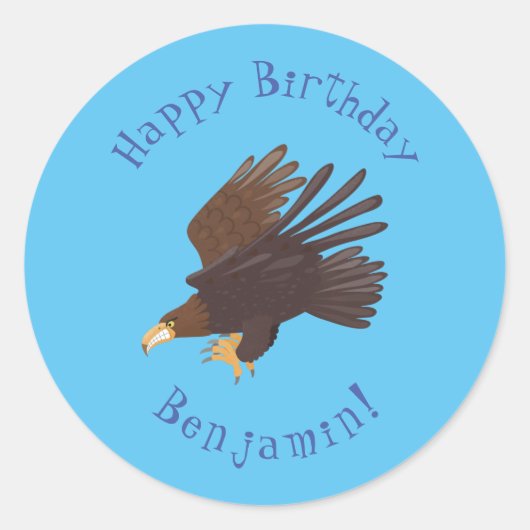 Sticker Rond dessin humoristique d'aigle royal (Devant)