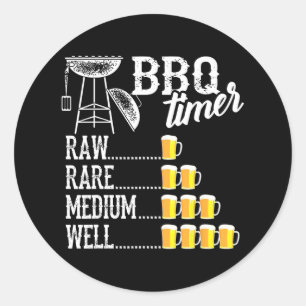 Sticker Rond Dessin humoristique de barbecue pour hommes et fem