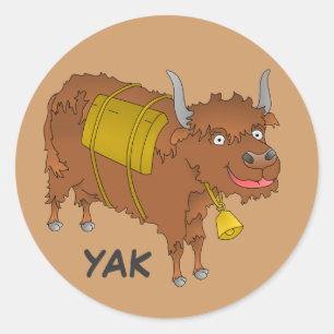 Sticker Rond Dessin humoristique joyeux yak