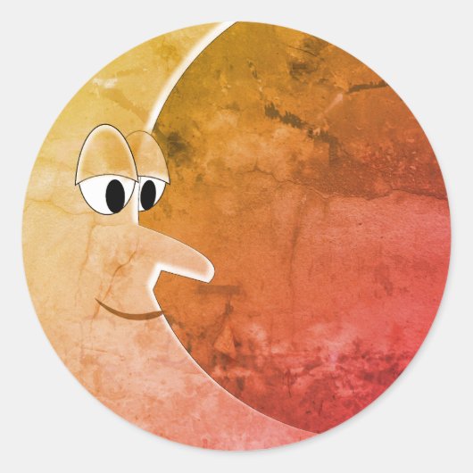Sticker Rond Dessin Luna Vintage Lune (Devant)