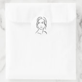 Sticker Rond Dessin minimaliste d'art en ligne de visage de fem (Sac)