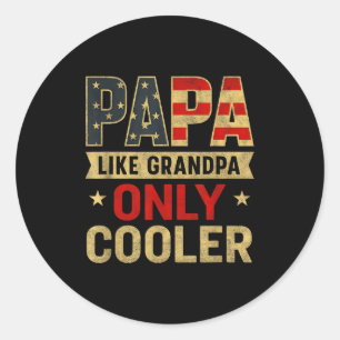 Sticker Rond Dessin Papa Drôle Pour Grand-Père De Petits-Enfant