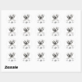 Sticker Rond Dessin personnalisé à la main de chien Pomapoo (Feuille)