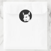 Sticker Rond Dessin photo de Corgi Dog noir et blanc (Sac)