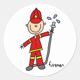 Sticker Rond Dessin simpliste de pompier