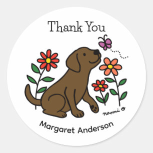 Sticker Rond Dessin sur les fleurs du Labrador au chocolat