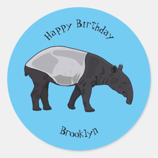 Sticker Rond Dessin sur Tapir (Devant)