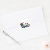 Sticker Rond Dessin Tribal Oiseau Dragon (Enveloppe)