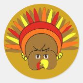 Sticker Rond Dessin ultra mignon #Thanksgiving #Turkey #Sticker (Devant)