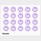 Sticker Rond Dessin Unicorne Violet (Feuille)
