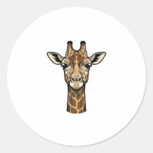 Sticker Rond Dessin vectoriel de girafe gravure vintage_1