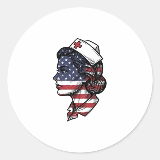 Sticker Rond Dessin vectoriel de profil d'infirmière avec drape (Devant)
