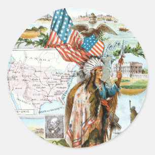 Sticker Rond Dessin Vintage: Collage USA