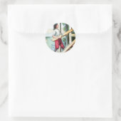 Sticker Rond Dessin vintage : Construction d'un cabine (Sac)