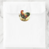 Sticker Rond Dessin vintage : Le Coq (Sac)