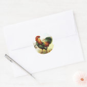 Sticker Rond Dessin vintage : Le Coq (Enveloppe)