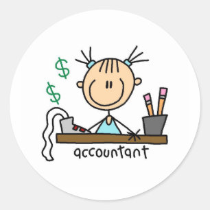 Sticker Rond Dessinateur comptable bonhomme allumette