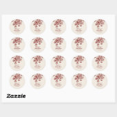 Sticker Rond Dessins faits à la main Fleurs de mariage (Feuille)